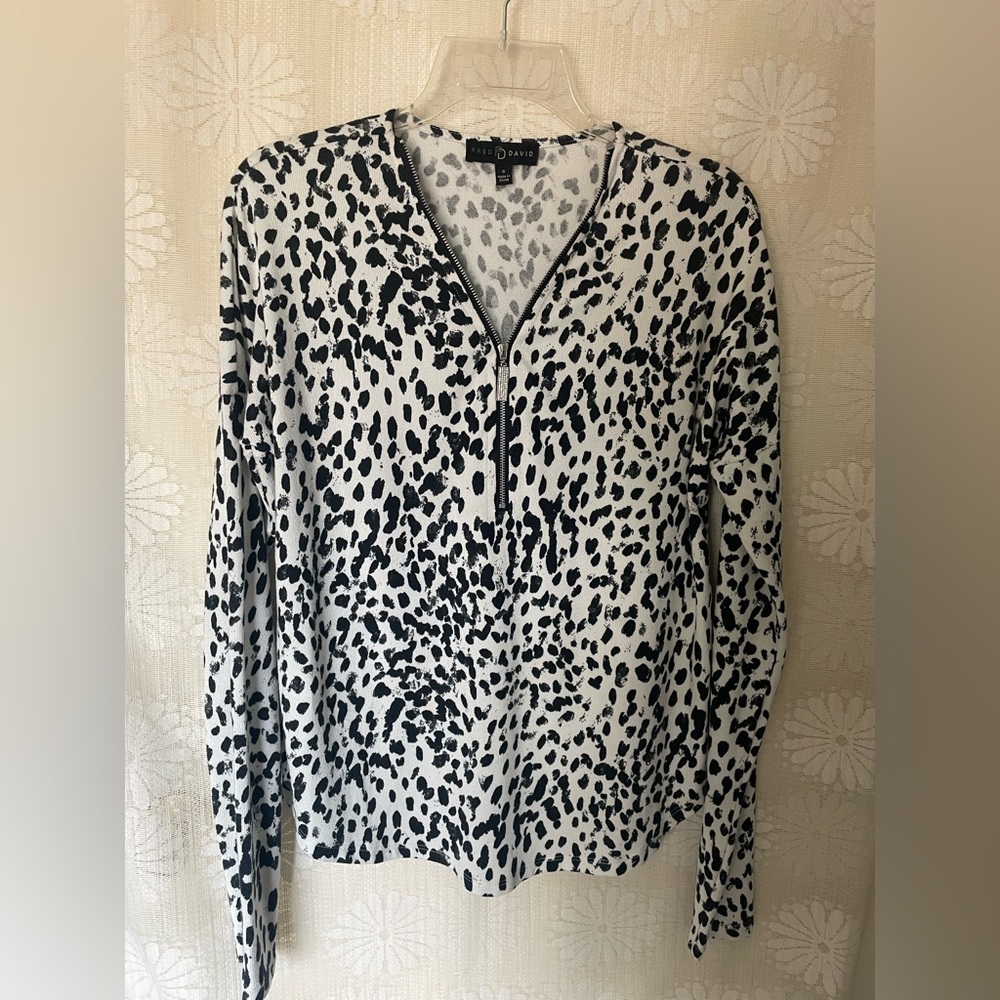 Fred David Monochrome Leopard Print Blouse